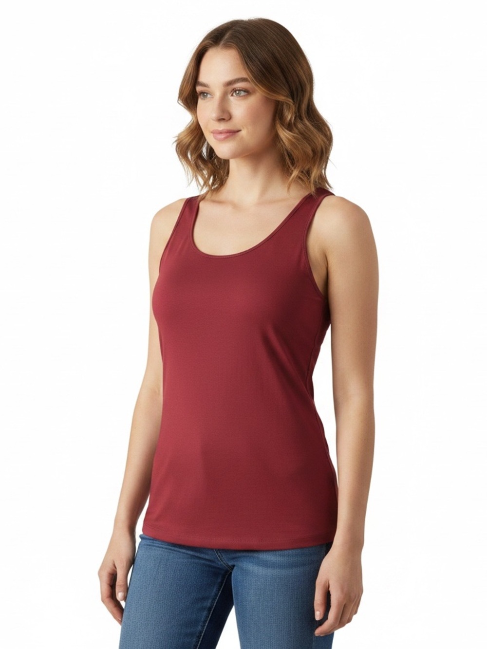 Cozy Earth Women’s Scoop Neck Tank Top - Burgundy - Picture 12 of 12